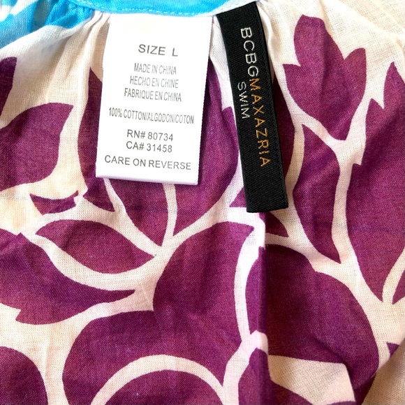 BCBG floral Cotton , long sleeve.boho swim cover up. - Picture 4 of 6